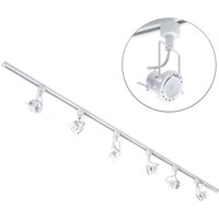 2m Track Light Kit with Greenwich Spotlight Heads and LED Bulbs - White / 6