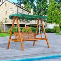 Outsunny Swing Chair 3 Seater Swinging Wooden Hammock - green