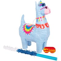 Llama Pinata Set with Stick Blindfold - Blue