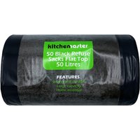 Pack of 50 Refuse Sacks Flat Top 50L - Black