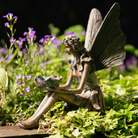 Bronze Sitting Fairy Garden Ornament - Bronze