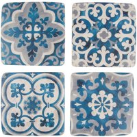 Mediterranean Mosaic Santorini Coasters - Set Of 4 - Blue