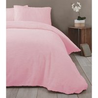 Teddy Fleece Polyester Duvet Set With Pillowcase - Pink / King