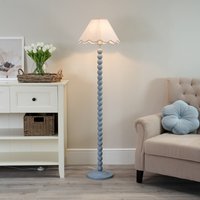 Bobbins Floor Lamp with Linen Scallop Shade and LED Bulb - Pink