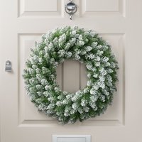Snow Flocked Christmas Wreath - Green / 60cm