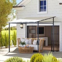 Outsunny 2.4 x 2.4 m Wall Mounted Pergola Gazebo - Cream