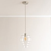 Lane 5 Tier Layered Glass Brushed Chrome Pendant Ceiling Light and LED Bulb - Clear
