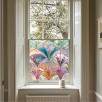 Leffe Art Deco Stained Glass Privacy Window Film - Pink / 70cm