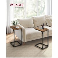 Set of 2 C-Shaped Side Table with Metal Frame - Bronze