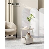 VASAGLE Round Side Table with Fabric Basket - Brown