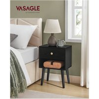 VASAGLE Bedside Table with Storage - Black