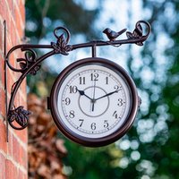 Aldbury Double-sided Garden Wall Clock - Mahogany Brown