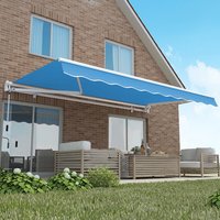 3m x 2.5m Retractable Manual Awning White Frame - Azure