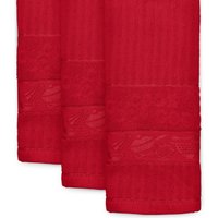 Set of 3 Quick Clean Striped Jacquard Tea Towels - red