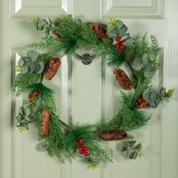 Christmas Eucalyptus Wreath with Red Berries - Red