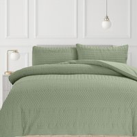 3D Embossed Allover Pattern Duvet Set - Sage / Double