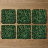 Natural green moss Designer Coaster Set - Green