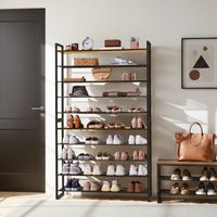 10-Tier Stackable Shoe Rack - Black