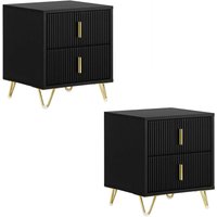 Set of 2 Bedsides with Gold Legs - Black