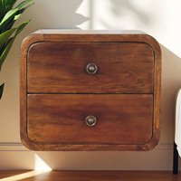 Solid Wood Floating Mini Chestnut Bedside - Brown