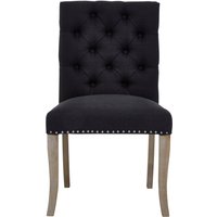 Kensington Townhouse Black Linen Dining Chair with Wooden Legs - Black