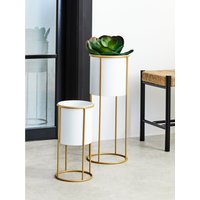 Trosa Small White And Gold Floor Standing Planter - White