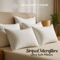 Striped Microfibre Hotel Quality Pillow Medium Firm Support - White / 2