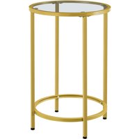 Round Mirror Top Accent Table - Gold