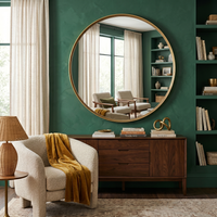 Round Gold Wall Mirror Aluminium Frame Deep Frame - Gold
