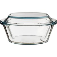 Large Round Glass Casserole Dish - Clear