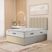 Austin Tweed Fabric Orthopaedic Divan Storage Bed Hybrid Mattress 32" Headboard - Natural / Small Double / 0