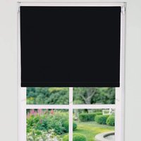 Trimmable Thermal Blackout Roller Blinds - Black / 160cm