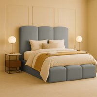 Luxury Rivas Modern Upholstered Bed Frame - Grey / King