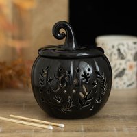 Black Folk Pumpkin Oil Burner and Tealight Wax Warmer - Black