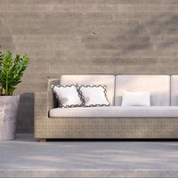 Art Deco Patterned Border Outdoor Cushion - White / 60cm