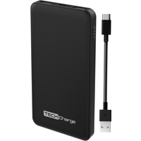 5000mAh Fast Charging Dual Port Power Bank Including USB-C Cable - Black