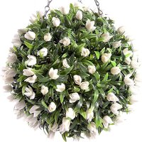 Best Artificial 28cm Ivory White Tulip Flower Ball - White
