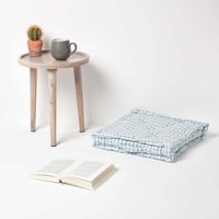Homescapes Cotton Gingham Check Floor Cushion - Blue / 50cm
