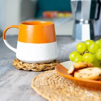 370ml Dipped Flecked Stoneware Belly Mug - Burnt Orange