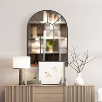 HOMCOM Modern Arched Wall Mirror Window Mirrors for Living Room - Black