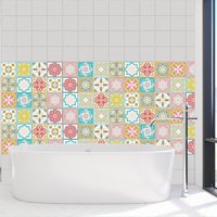 Walplus Wall Tiles Stickers - Pink / 35.3cm / 10cm / 96