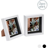 3D Box Photo Frame - 6 x 6" with 4 x 4" Mount - Pack of 2 - White/Black
