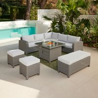 Segrada L-Shaped Garden Furniture - Dark Grey / 5 / Firepit Table