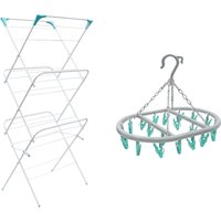 JVL 3 Tier Airer with Oval Sock Dryer - White