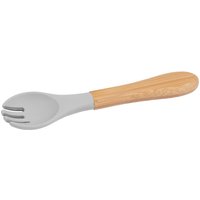 Bamboo Baby Weaning Fork with Silicone Tip - Grey