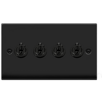 Matt Black 4 Gang 2 Way 10AX Toggle Light Switch - Matt Black