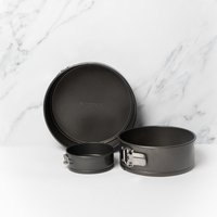 3pc Non-Stick Spring Form Cake Pan Set 11cm, 18cm 23cm Baking Pans - Grey