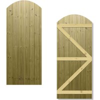 Interlocked Tongue Groove Pathway Semi-Braced Arch Top Pedestrian Garden Gate - Pressure Treated (Tanalised) / 17kg / 75cm