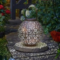 Moroccan Solar Garden Lantern Light - Bronze Effect