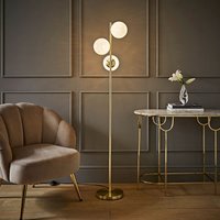 Jas 3 Way Floor Lamp with Confetti Glass Globe Shades - Gold / No